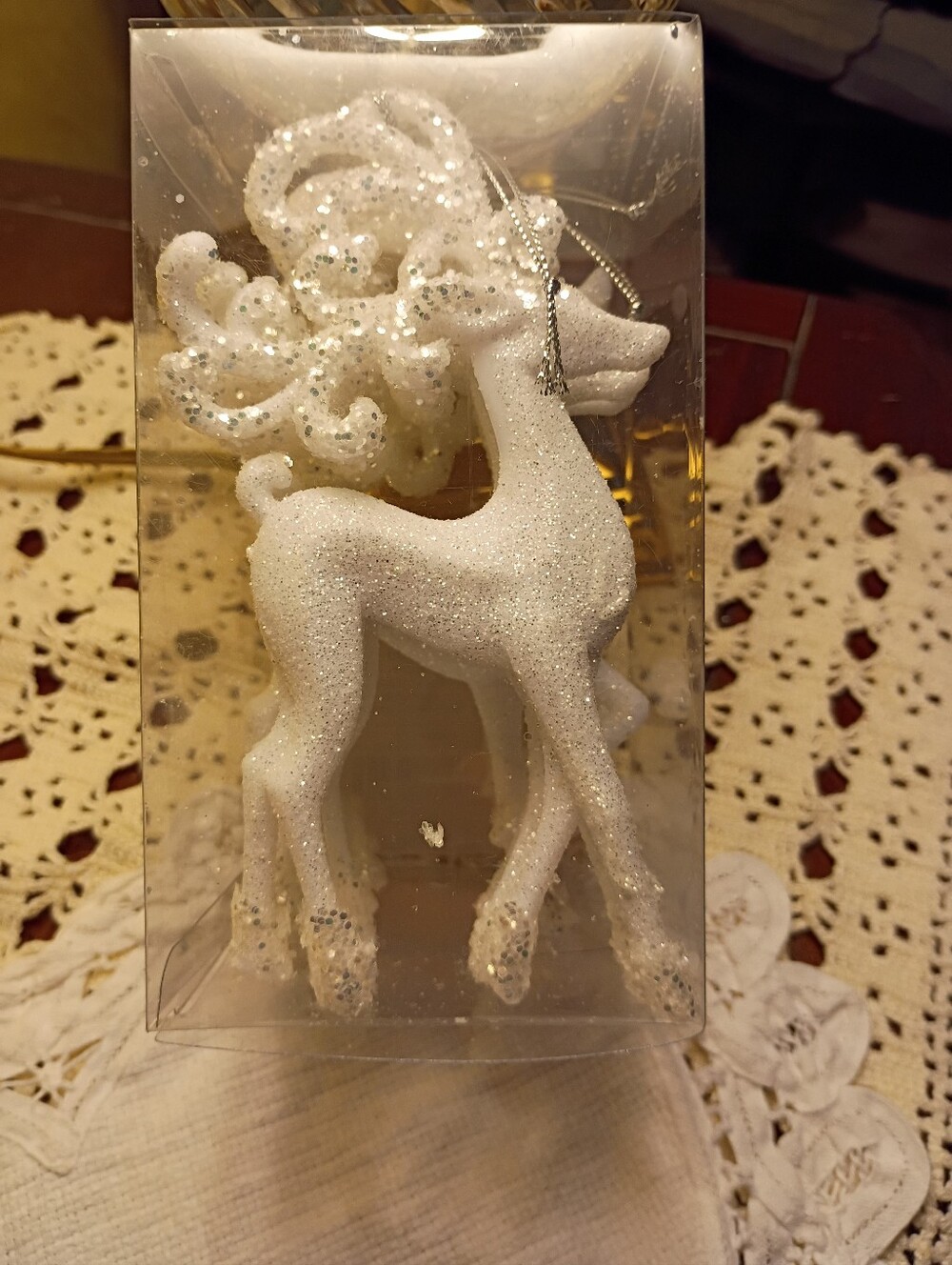 Hobby Lobby, Reindeer Ornaments, Box Of 6, Winter White Sparkle, NWT